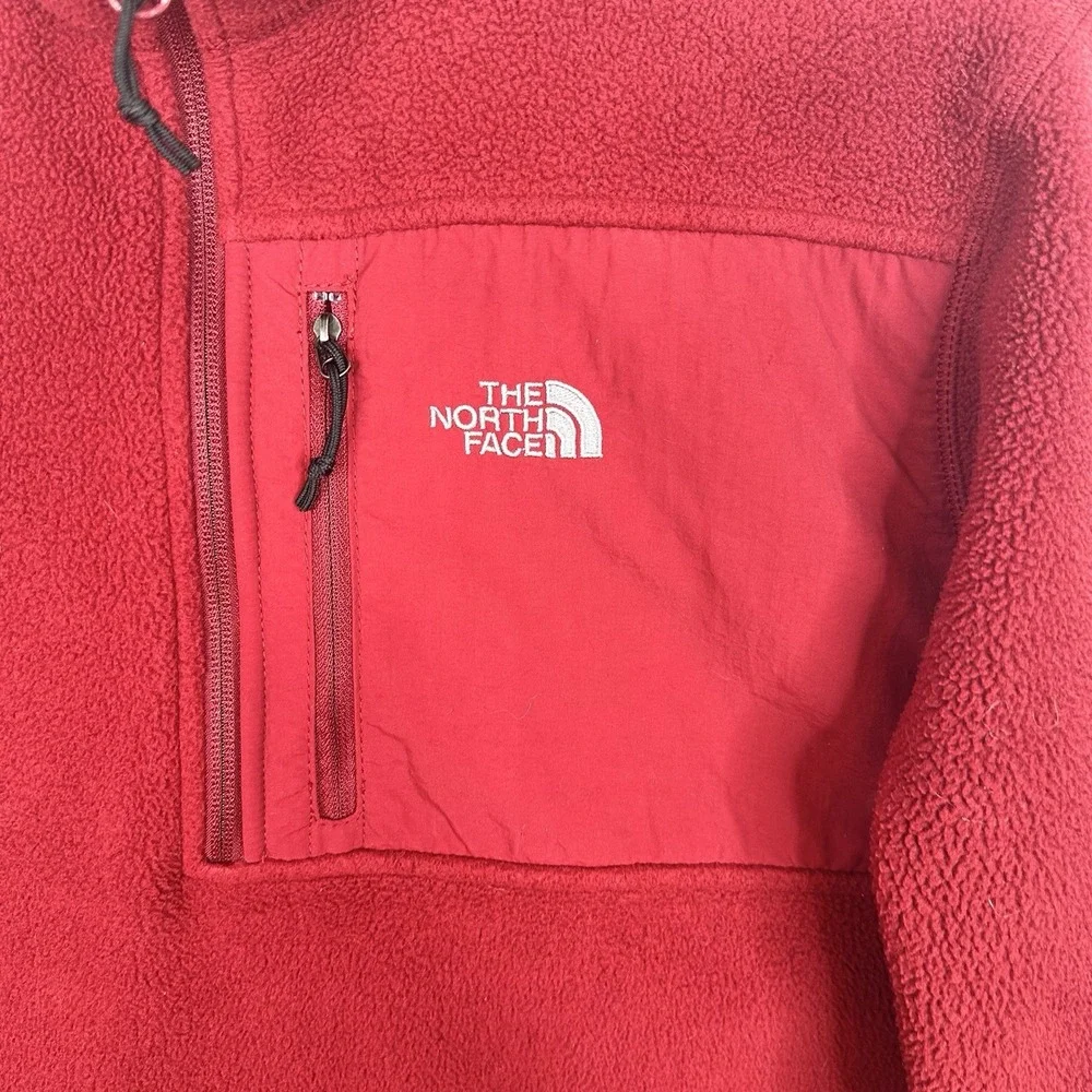 The North Face Red Fleece 1/4 Zip Pullover Mens L Chest Pocket Outdoor Gorpcore